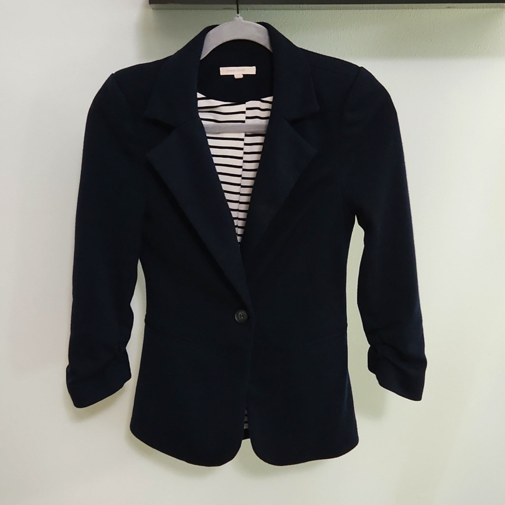 41 Hawthorn Dark Navy Single-Button Blazer with Striped Lining